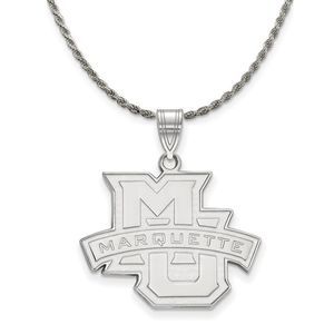 Sterling Silver Marquette U Large 'MU' Necklace - 24 Inch